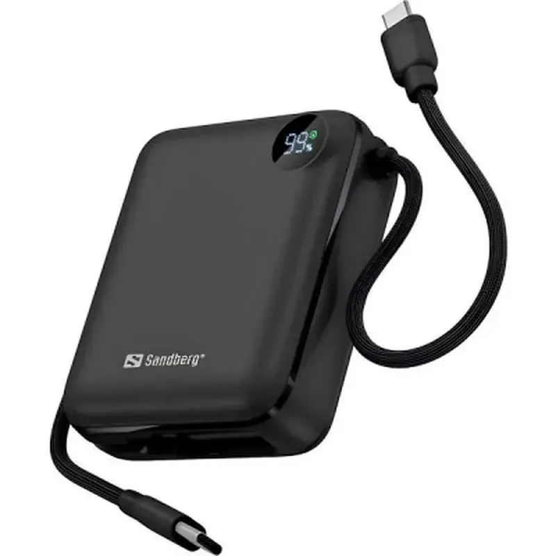 Батарея універсальна Sandberg 10000mAh PD/3.1/20W, QC/3.0, USB-C In/Out, with 2 cables USB-C (421-26) - фото 3