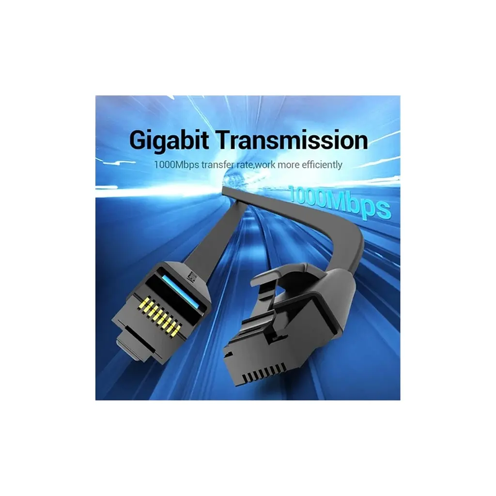 Патч-корд 10м, UTP cat 6 RJ-45 flat black Vention (IBJBL) - фото 3
