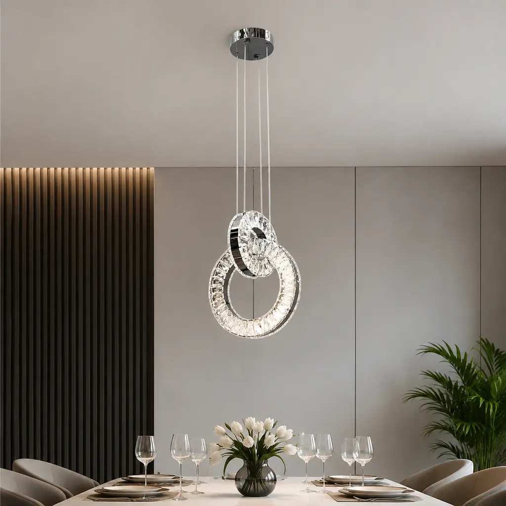 Підвісна кришталева LED-люстра Artlight 7710/2A-BK з двома кільцями, темний хром, 34 Вт, від 5-12 м² - фото 2