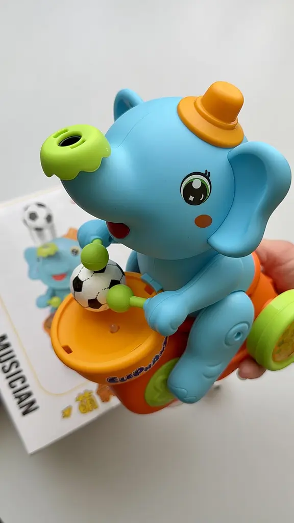Интерактивная Голубая игрушка детская “Слоненок на мотоцикле” с мячом - голубой - фото 8