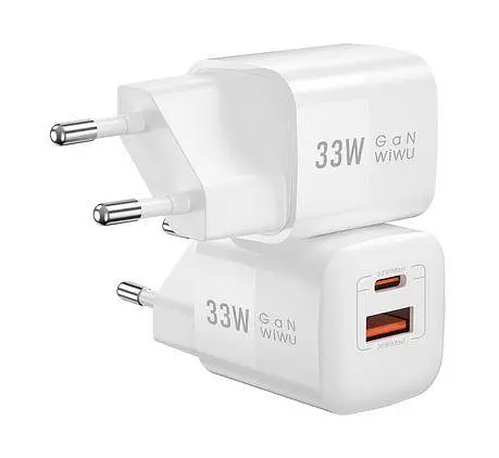 Зарядный адаптер блок питания Wiwu Wi-U008 33 W Wall charger евровилка белый - фото 2