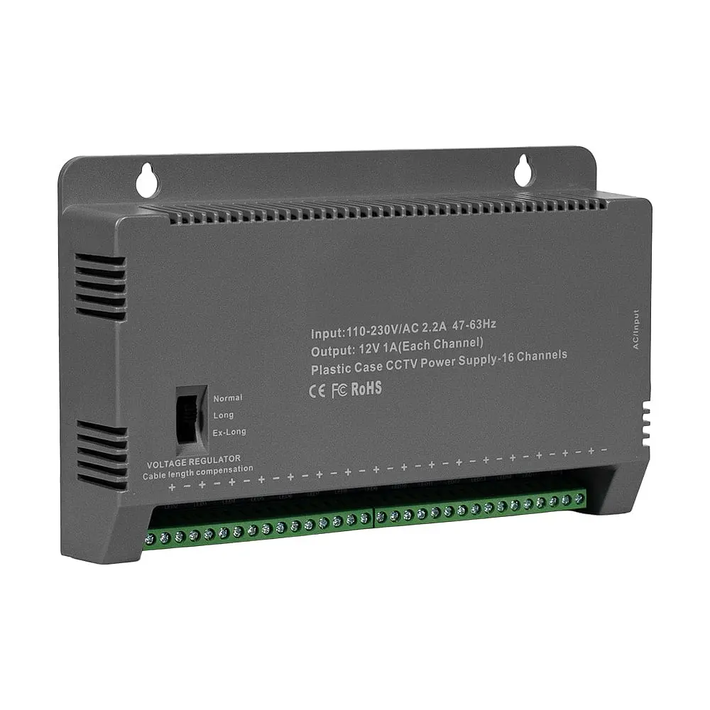 Блок живлення Kraft KRF-1216B (16CH) 200W, 16 каналів навантаження, 12V/1A на 1 канал, з регулятором напруги для компенсації довжини кабелю (43-00146) - фото 3