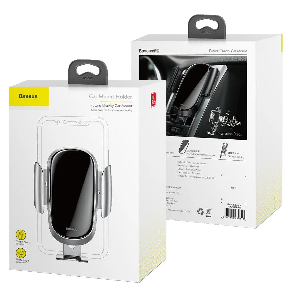 Автомобільний утримувач Baseus Future Gravity Car Mount SUYL-WL0S Сріблястий (1061821172) - фото 9