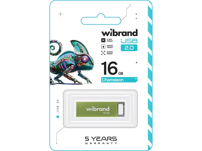 Флешка Wibrand 16 GB Chameleon Green USB 2.0 (WI2.0/CH16U6LG) - фото 2