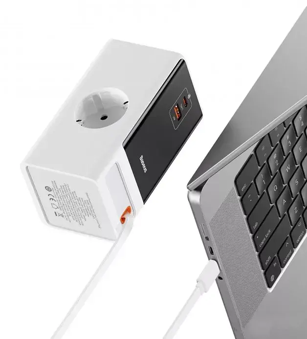 МЗП Baseus Power Combo Digital Power Strip SVs 65W 2AC + 1 USB + 1Type-C with Retractable Type-C Cable PSLR000602 White - фото 5