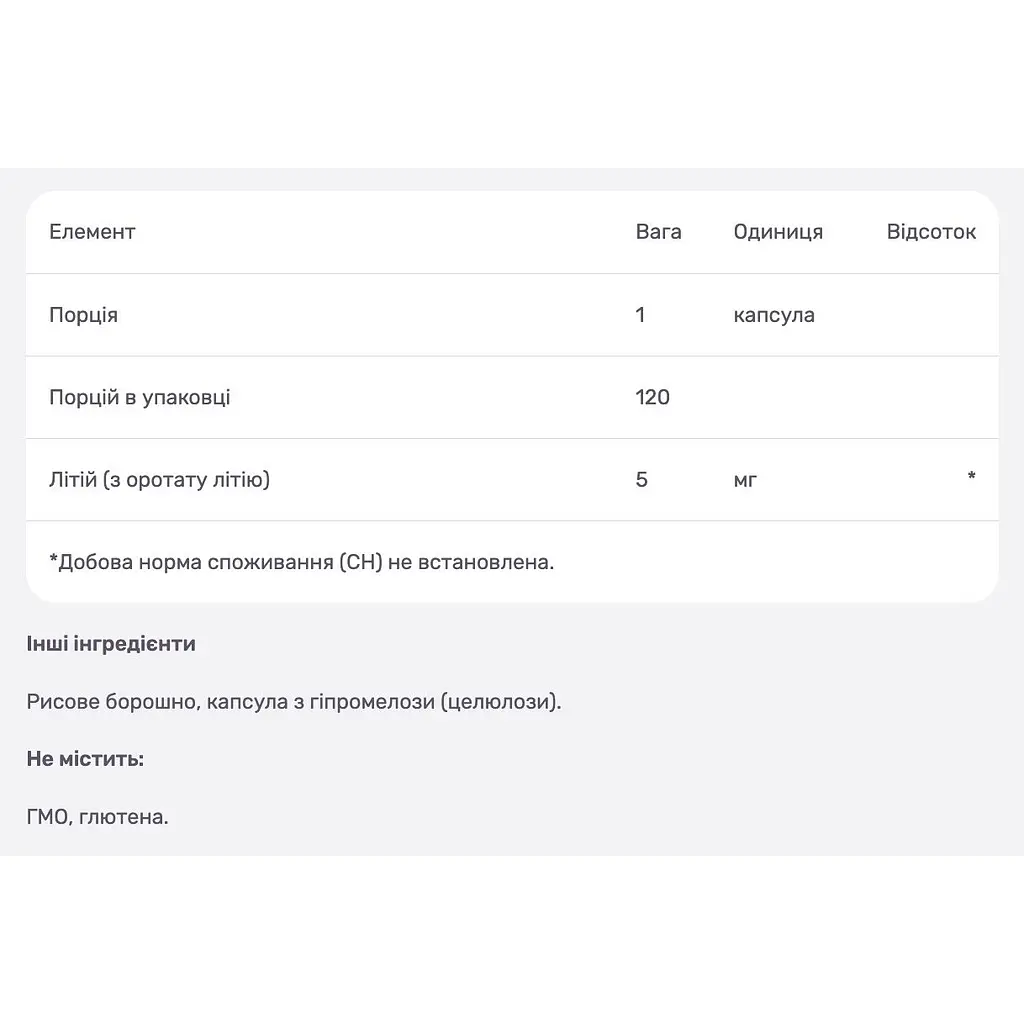 Літій оротат Nutricost 5 мг 120 капсул - фото 4