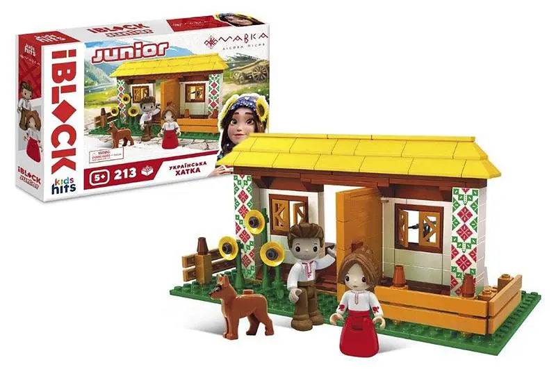 Конструктор Kids hits IBLOCK JUNIOR МАЛКА 213 деталей, 2 фігурки, наклейки, татуювання PL-921-521 коробка 37,5x26x6 см