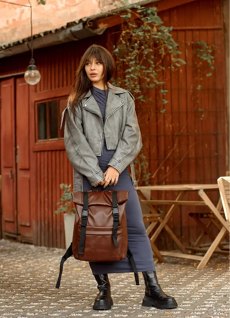Жіночий рюкзак Sambag RollTop Milton шоколадний 41 х 30 х 16 см (24211020) - фото 10