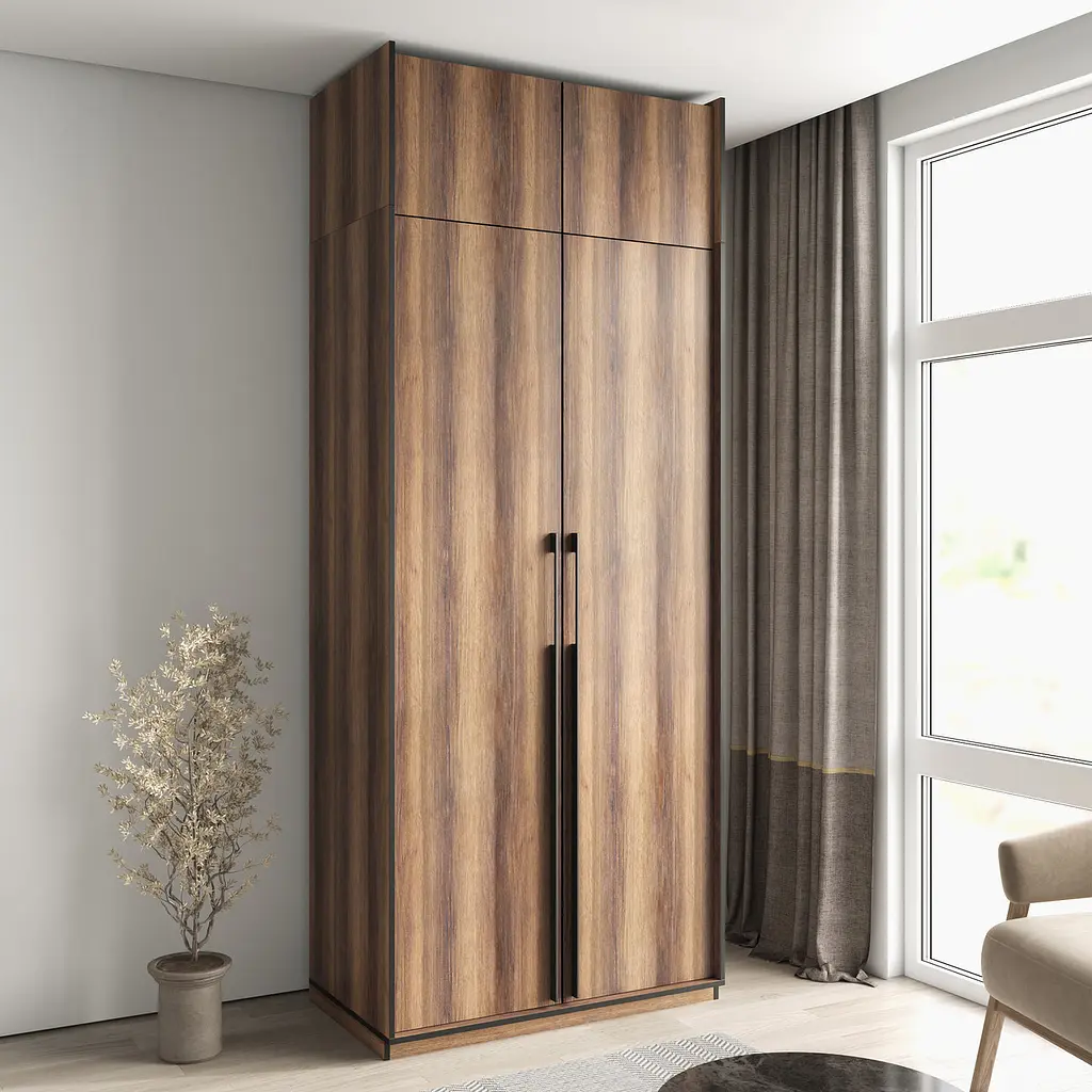 Шафа для одягу Flamecame у спальню з поличками на 2 двері FR-13 - фото 3