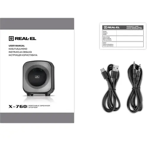 Портативна колонка 1.0 X-760, Black, 65 Вт, RGB підсвічування REAL-EL teh0029069 - фото 6