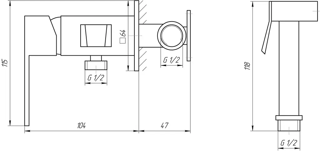 Набор гигиенического душа скрытого монтажа Topaz LEXI TL 21106-H57-BL, Черный матовый - фото 5
