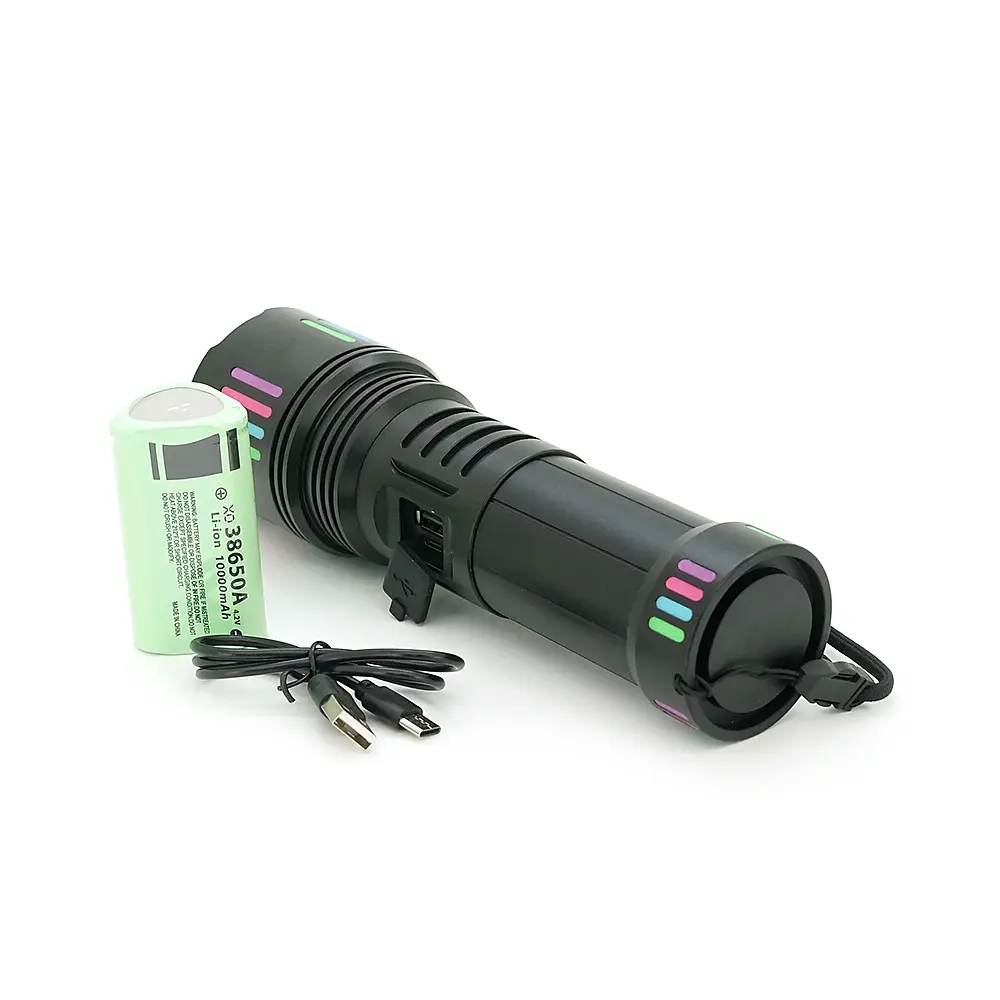 Ліхтар пошуковий BP-W503 LED PM60, 5 режимів, індикація заряду, живлення від 3*18650, IP65, кабель USB, 230х130х70мм, 0,850кг, Black, BOX - фото 3