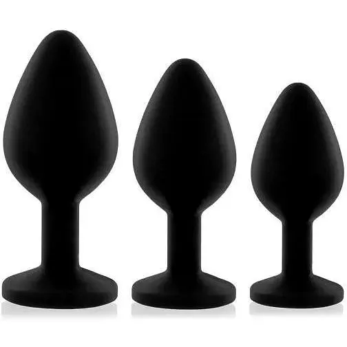 Набір анальних пробок із кристалом Rianne S: Booty Plug Set Black діаметр 2.7 см 3.5 см 4.1 см - фото 4