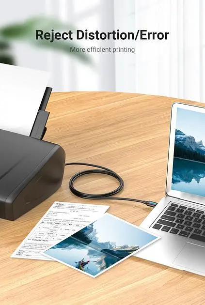 Кабель Vention USB type А 2.0 — USB type B для принтерів, БФП 2.0 480 Мбіт/с 2 A 2 м Black (COQBH) - фото 7