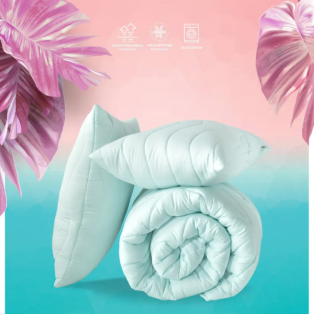 Набір Ideia Tropical ковдра 200х220 + 2 подушки 50х70 всесезонний м'ята 8-32436*002 - фото 3