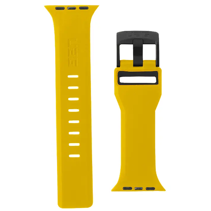 Силіконовий ремінець на смарт-годинник для Apple Watch 38,40,41 mm, Civilian Silicone Watch Strap, black-yellow, зі зручною застібкою, для годинника епл вотч, спортивний, ArmorStandart (ARM58405) - фото 2
