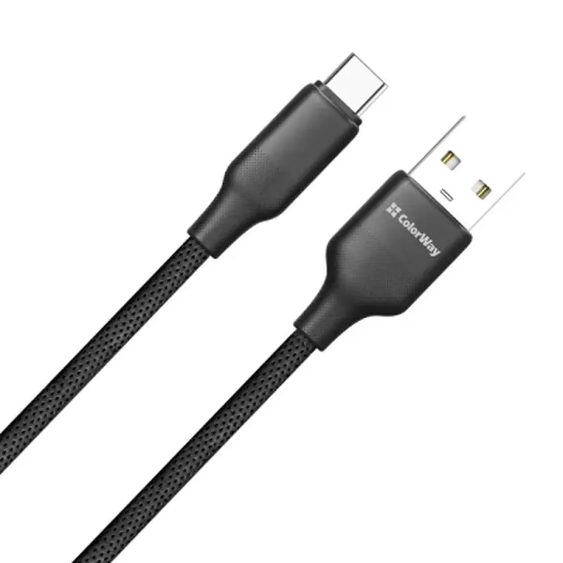 Дата кабель USB 2.0 AM to USB-C 1.0m 3A TPE embossed black ColorWay (CW-CBUC101-BK) - фото 3