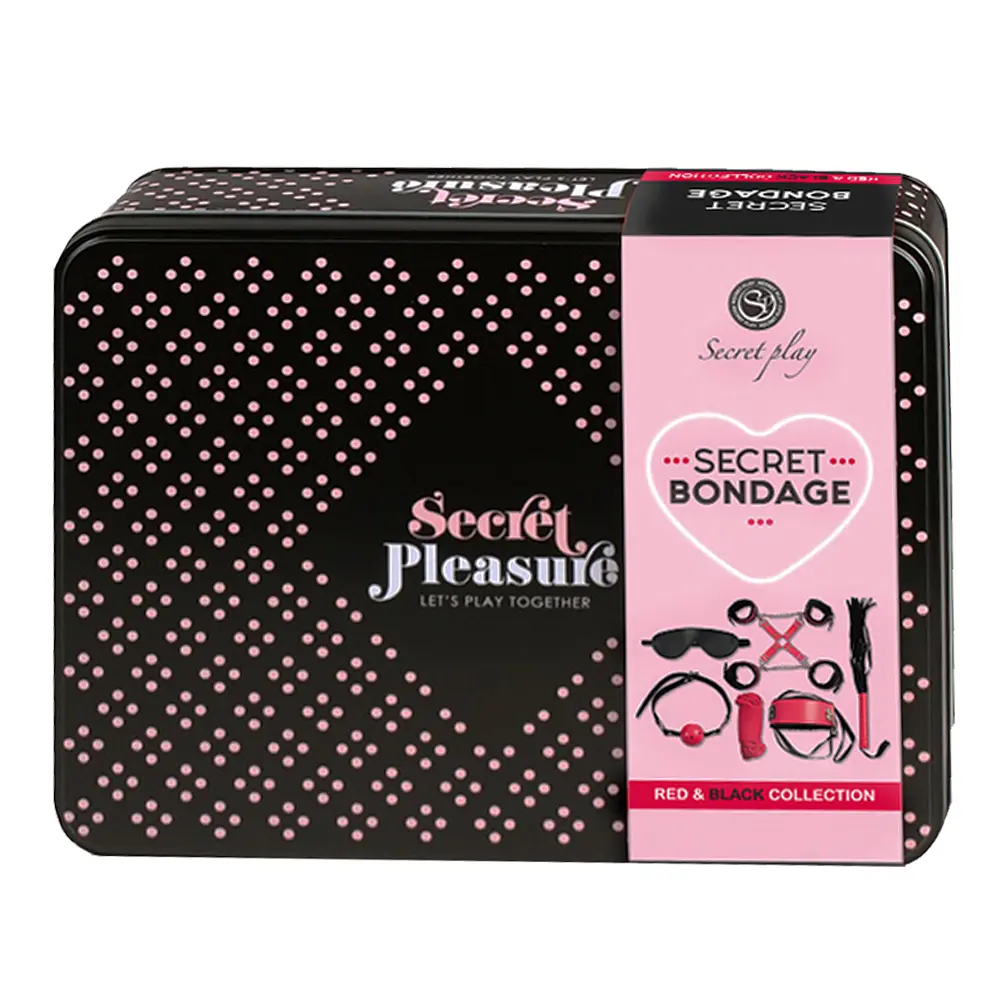 БДСМ набор Secret Play Secret Pleasure Secret Bondage 8 шт (черный с красным) - фото 2