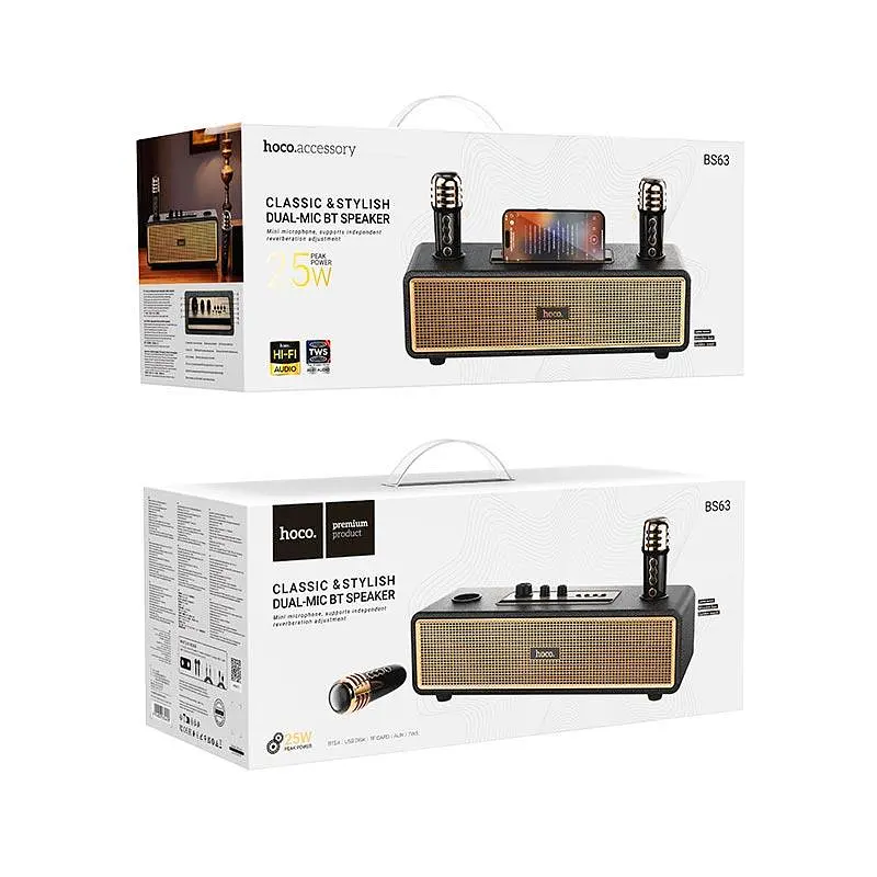 Акустика караоке Hoco BS63 Graceful wireless dual-mic BT5.4 бездротова з 2 мікрофонами - фото 7