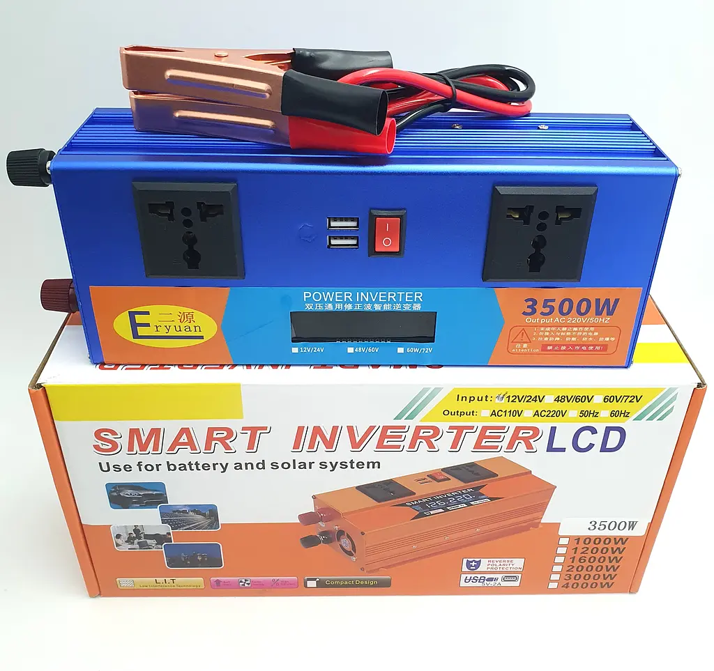 Автоінвертор 12 V-220 V перетворювач напруги з LCD-екраном та USB-портом 3500 W модифікована синусоїда Eryuan 12 V-220 V 3500 Вт - фото 2