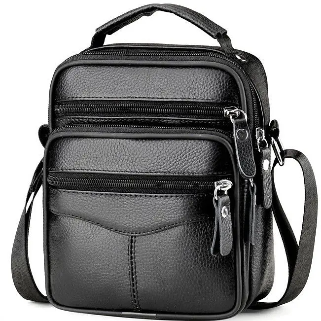 Чоловіча сумка барсетка 17x21x9, шкіряна сумочка планшет Tiding Bag 75003 чорна 170 мм
