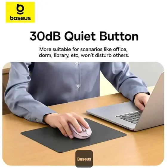 Мышь беспроводная Baseus F02 Ergonomic Wireless Mouse розовая - фото 6