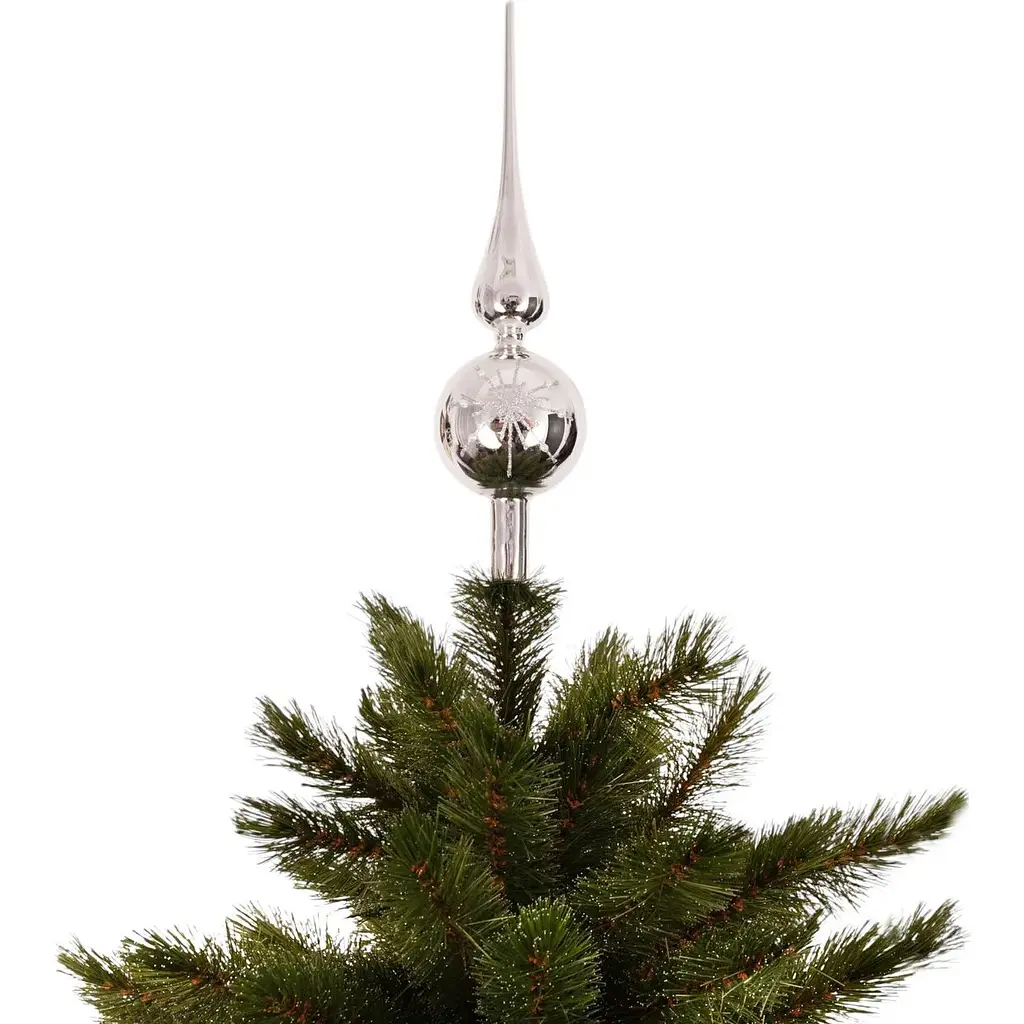 Елочная верхушка Mica Decorations стеклянная зеркальная серебряно-белая 31 см (1180839) - фото 2