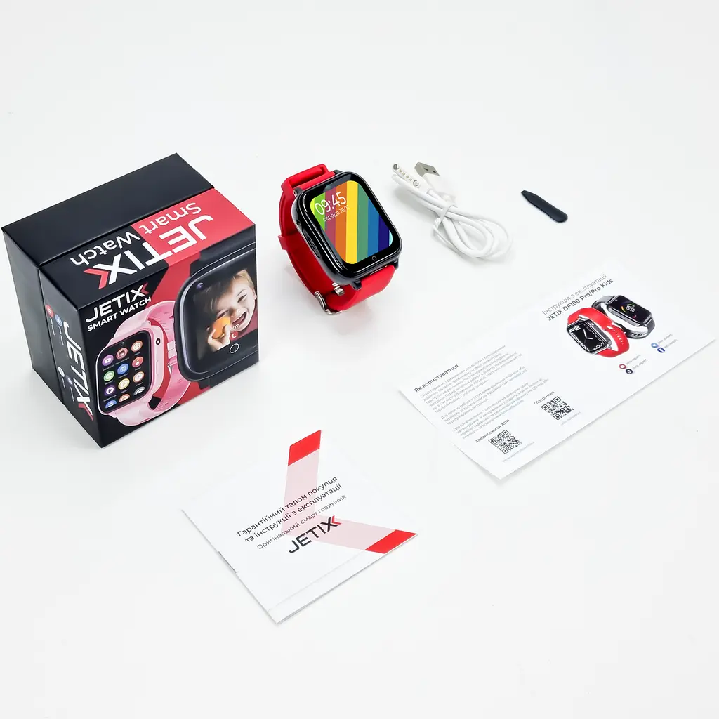 Смарт-годинник JETIX DF100 Pro з 4G відеодзвінком, вібродзвінком і вологозахистом IP67 — White червоний - фото 8