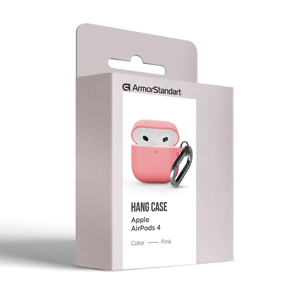 Силіконовий чохол для навушників Apple AirPods 4, Hang Case, рожевий, ультратонкий захисний кейс товщиною 2 мм, захист від подряпин, пилу та ударів, компактний, з карабіном для кріплення, ArmorStandart (ARM81290) - фото 8
