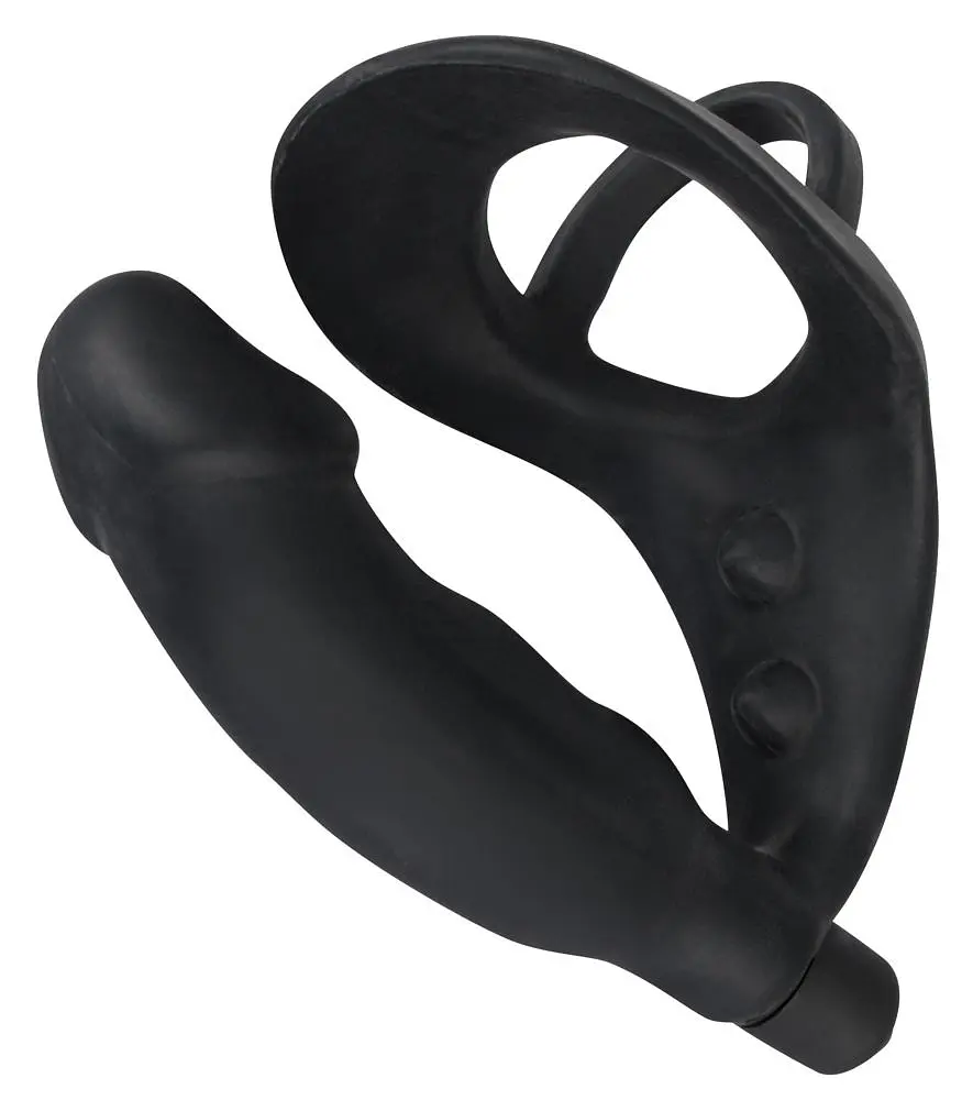Ерекційне кільце з анальною пробкою Orion Black Velvets Ring Vibro Plug - фото 4