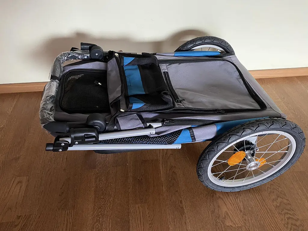 Візок для собак Pet Travel Blue зі столиком чохлом та дощовиком Medium - фото 6