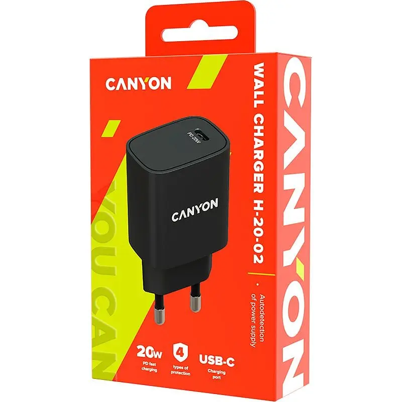 Сетевое зарядное устройство Canyon USB-C:PD 20W Black - фото 3