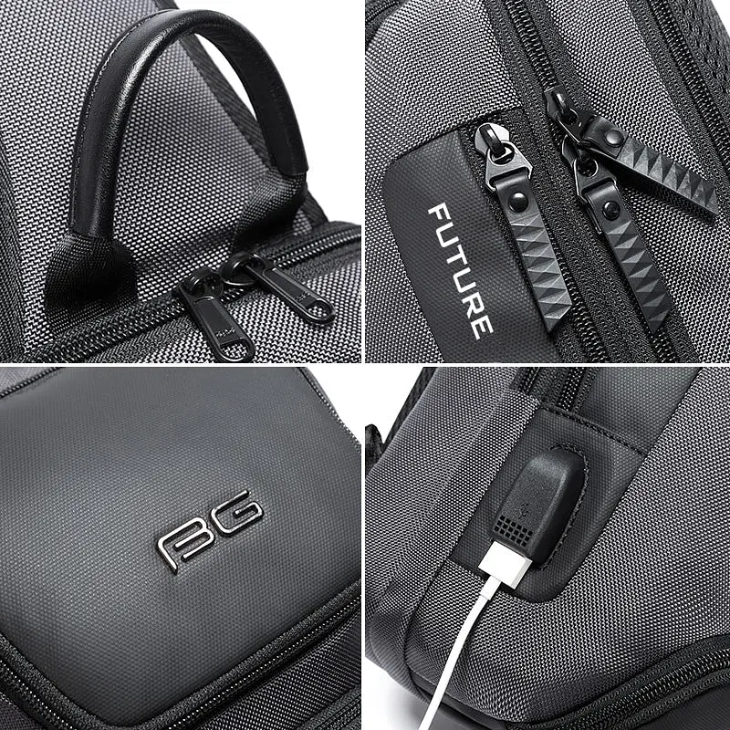 Однолямковий рюкзак через плече Bange BG-7086 9л Сумка-слінг із USB-роз'ємом Gray (19381) - фото 3