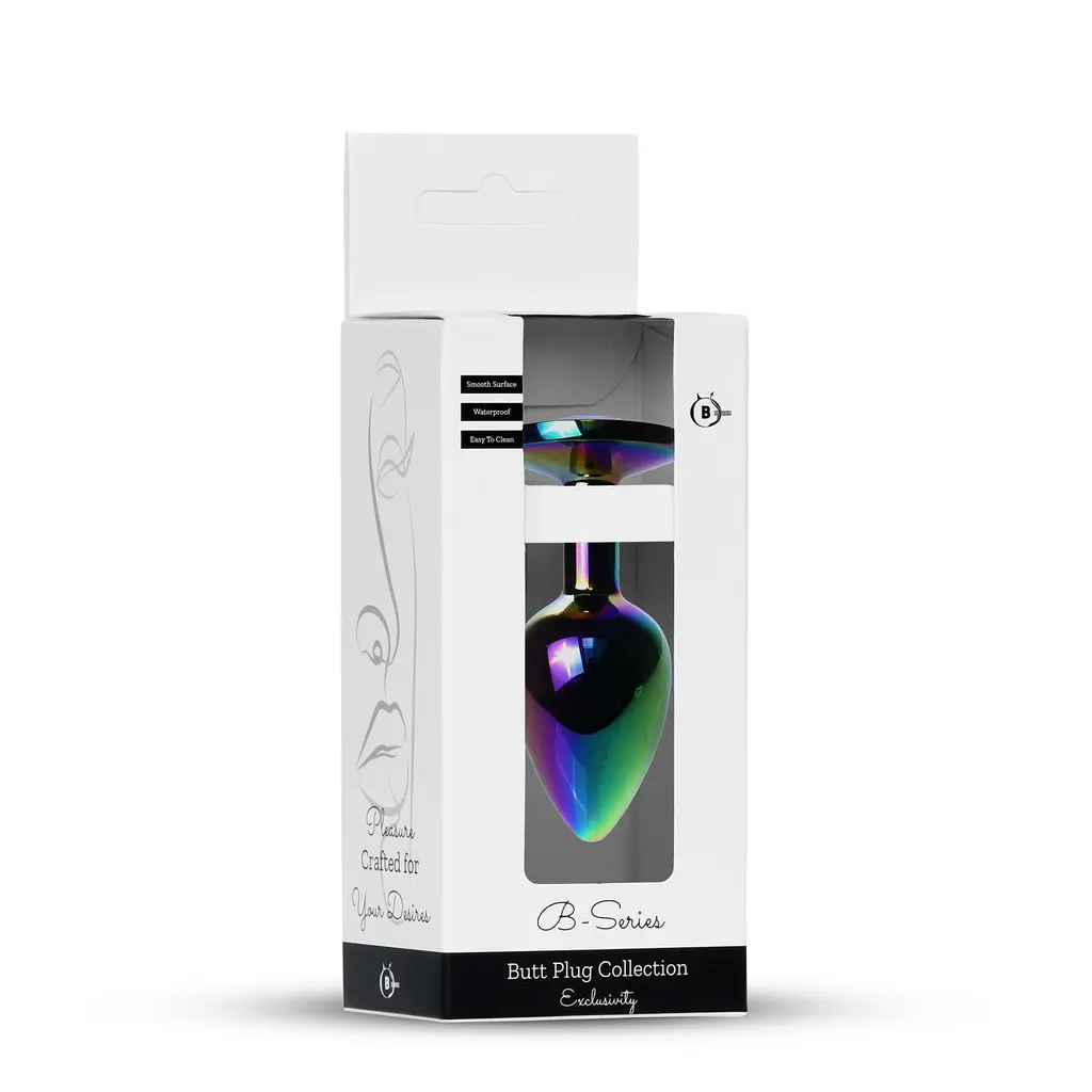 Анальна пробка з кристалом B - Series HeavyFun Plug-Jewellery Multicolour, 7 см (райдужний) - фото 8