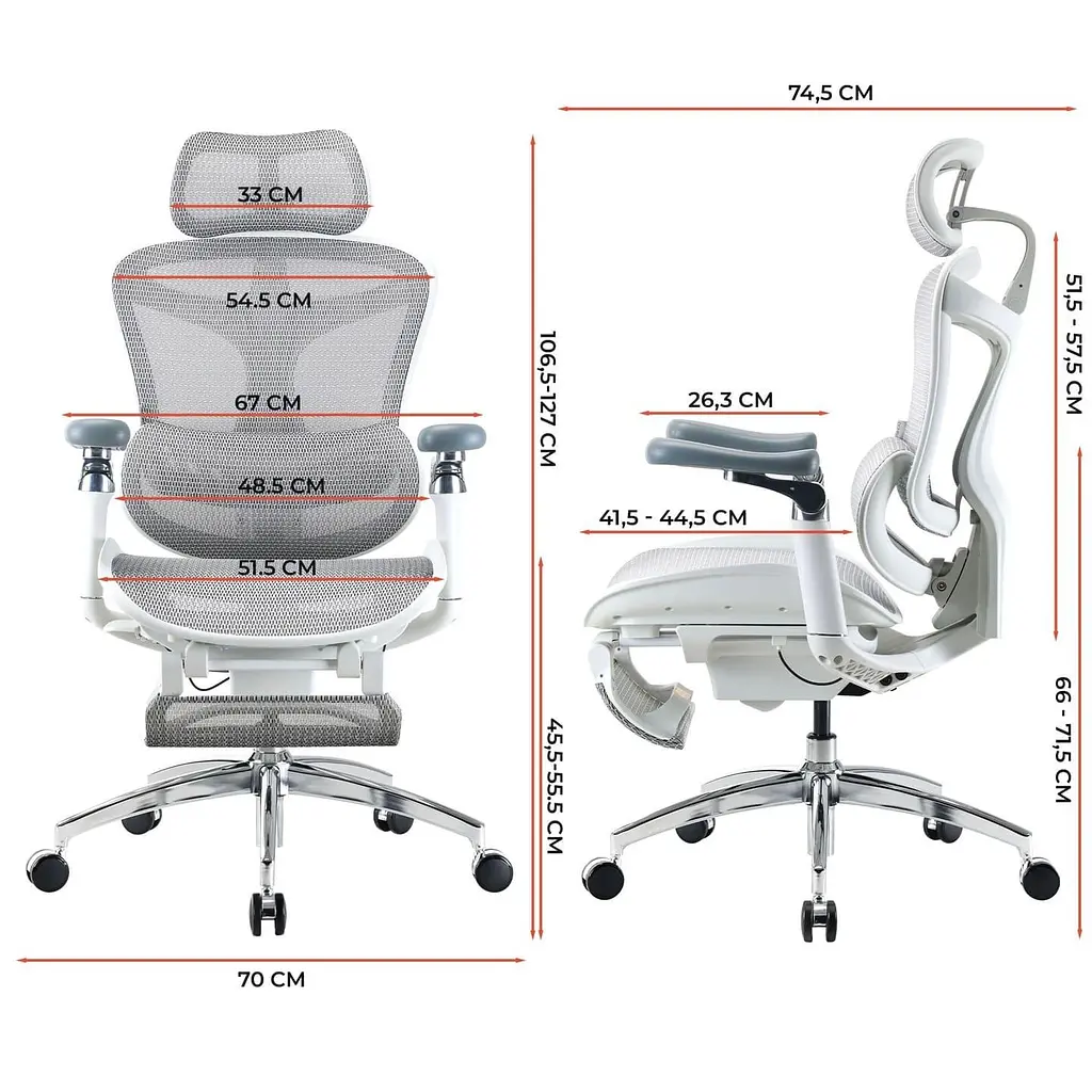 Офісне крісло Sihoo DORO C300 Pro Mesh White with footrest (DORO-C300-PRO-M102-JT) - фото 15