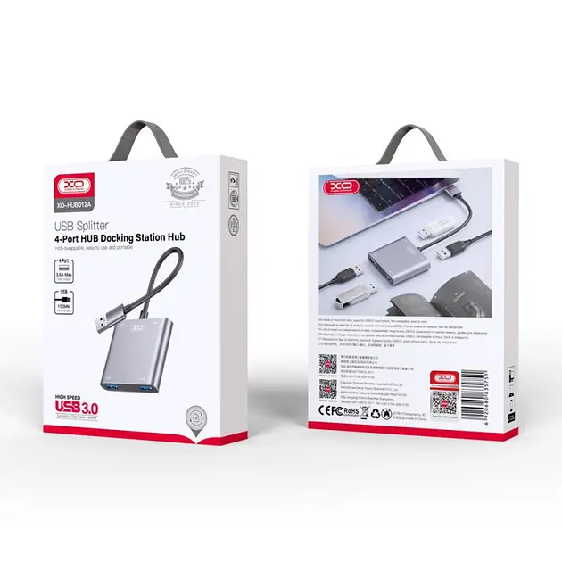 Адаптер - док-станция XO Hub012А 4-in-1 Usb Multifunctional docking station - фото 2