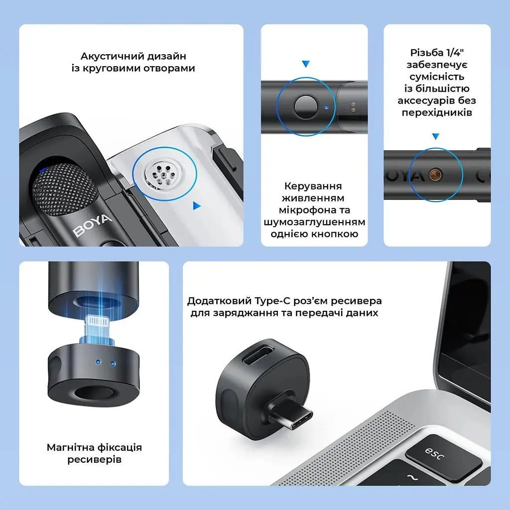 Микрофон Boya Magic-02 Type-C/Lightning Black (Magic-02) - фото 8