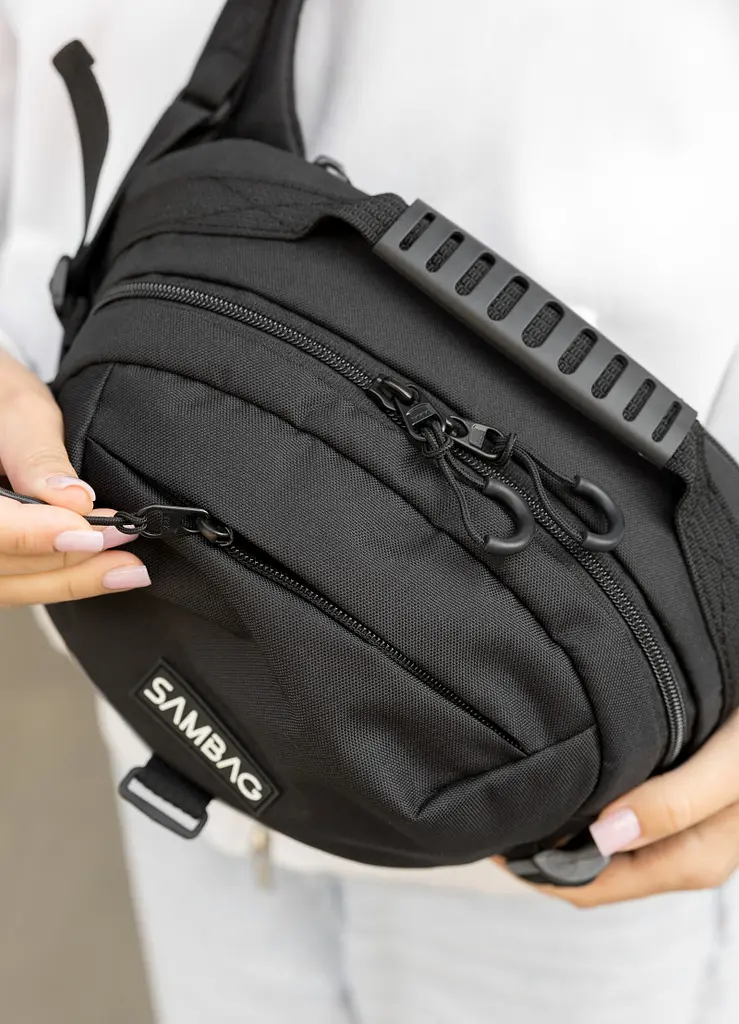 Жіноча сумка через плече бананка Sambag Flex Pro чорна 30 × 17 × 15 см (85451065) - фото 3