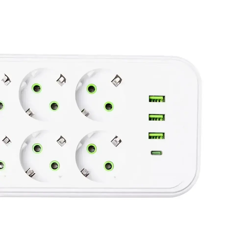 Сетевой фильтр-удлинитель Yiwu HP-5-27 ONE F02OU на 8 розеток 4 USB 3 метра белый  - фото 6