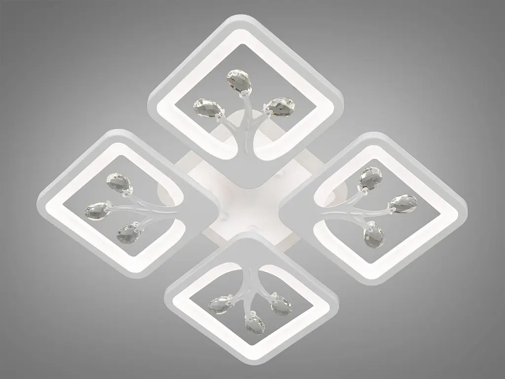 Стельова LED-люстра Diasha S8157/4WH 3color з пультом і димером, біла, 85W, 4675 lm, квадратні акрилові плафони 37x37 см - фото 3