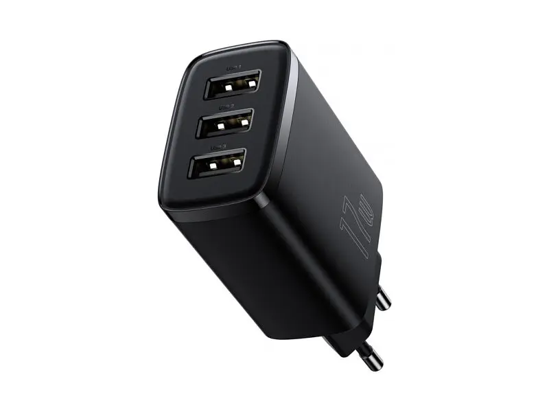 Зарядний пристрій BASEUS Compact 3U 17 W чорний (CCXJ020101) - фото 2