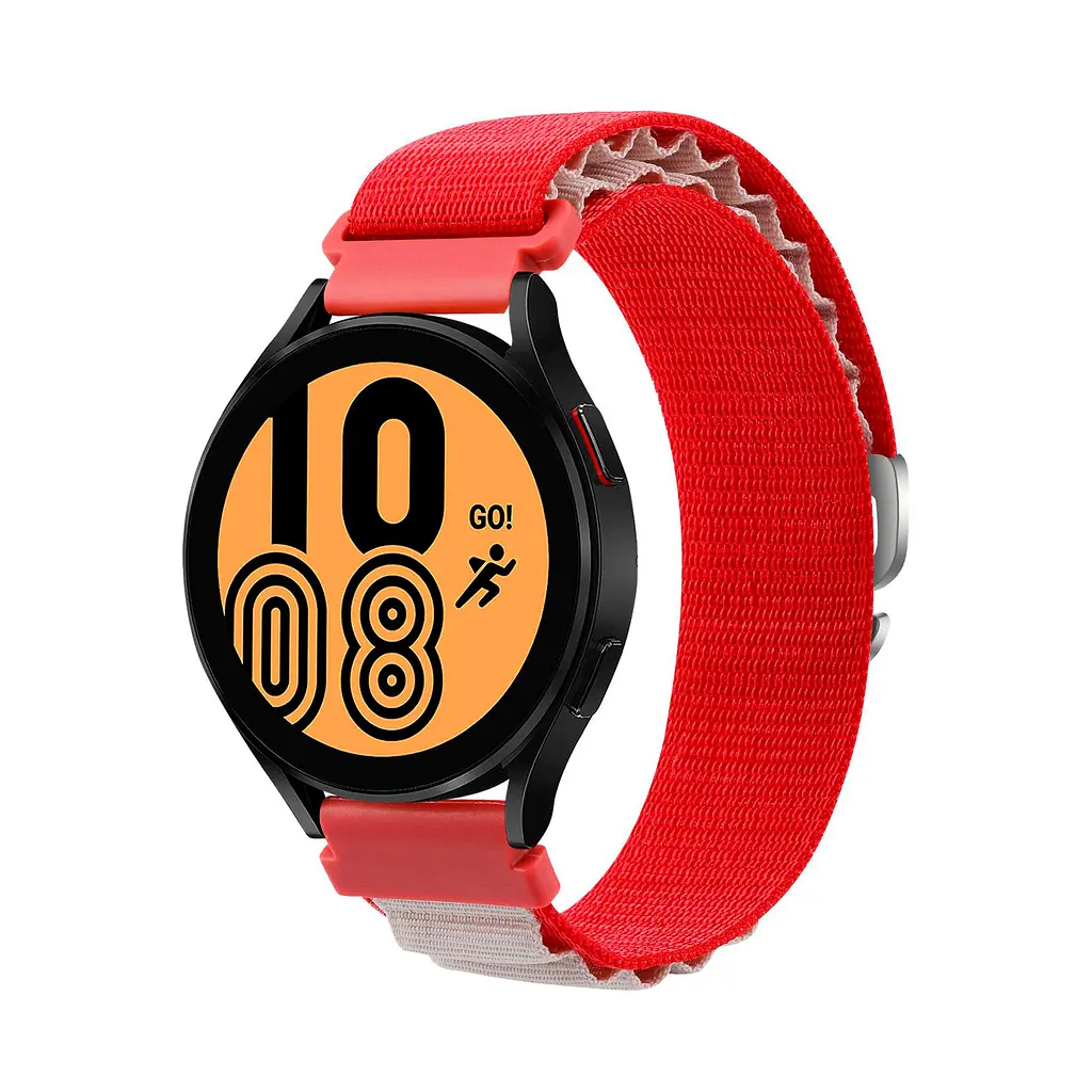 Ремешок для Samsung Galaxy Watch 5 44mm - красно-белый Watchbands NormalCloth ширина крепления 20мм нейлоновый (W24-4WB77632132) - фото 4