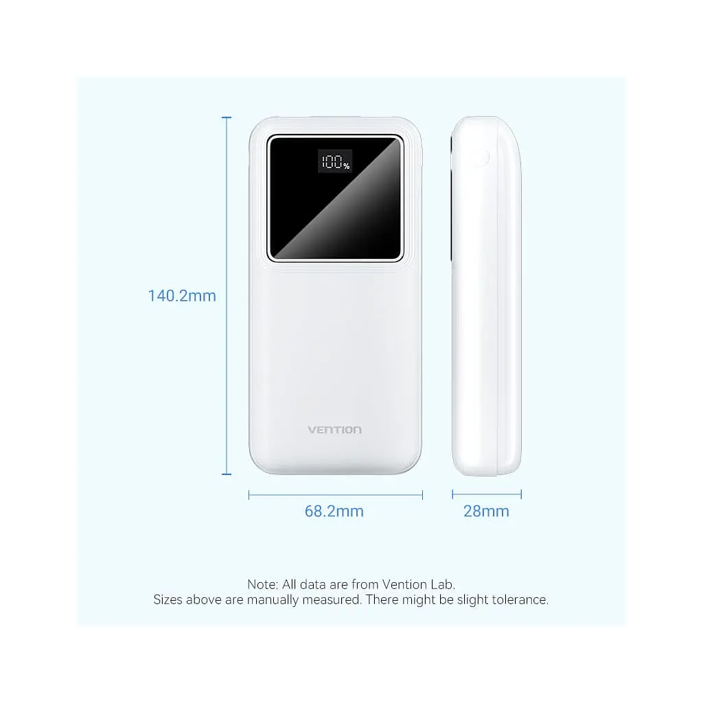 Батарея універсальна Vention 20000 mAh 22.5W Black LED Display Type (FHLB0) - фото 3