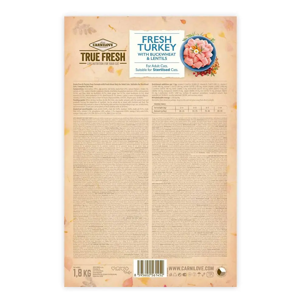 Корм сухий Carnilove True Fresh Cat Fresh Turkey для дорослих котів з індичкою 1,8 кг - фото 3