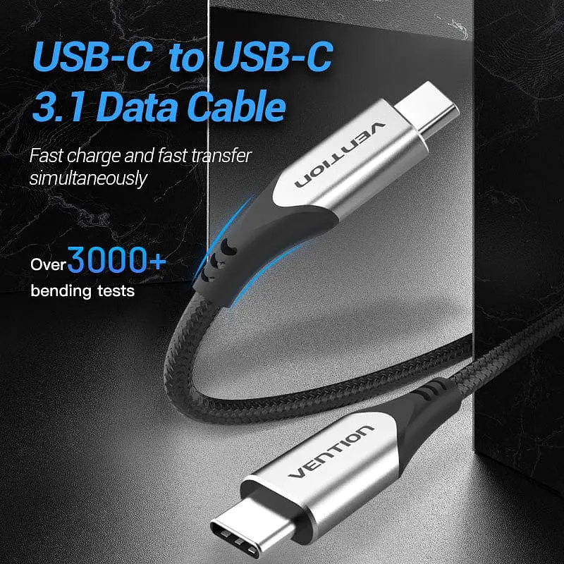 Кабель USB 3.1 Type-C M-M, 0.5м 60W Cotton Braided Vention - фото 4