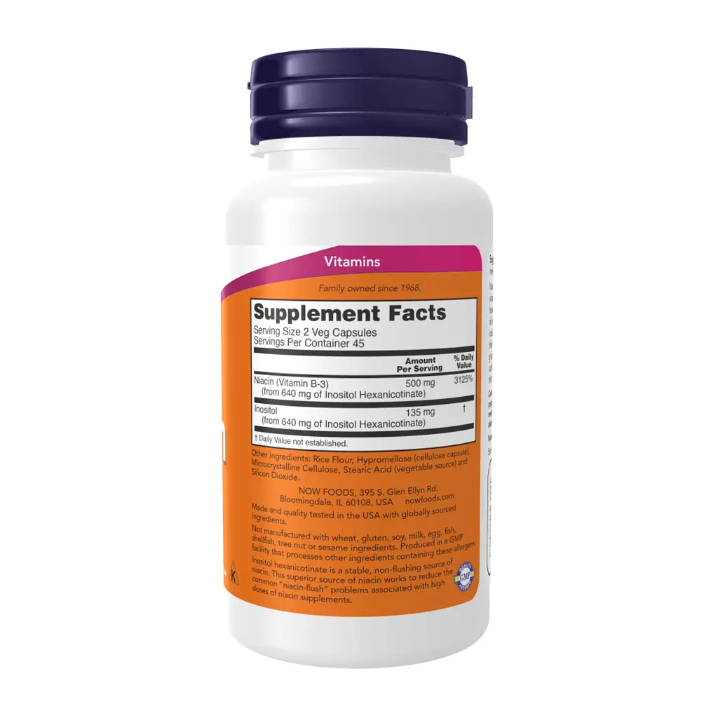 Вітамін B3 Now Foods 250мг (Flush-Free Niacin) - 180 веганських капсул - фото 2