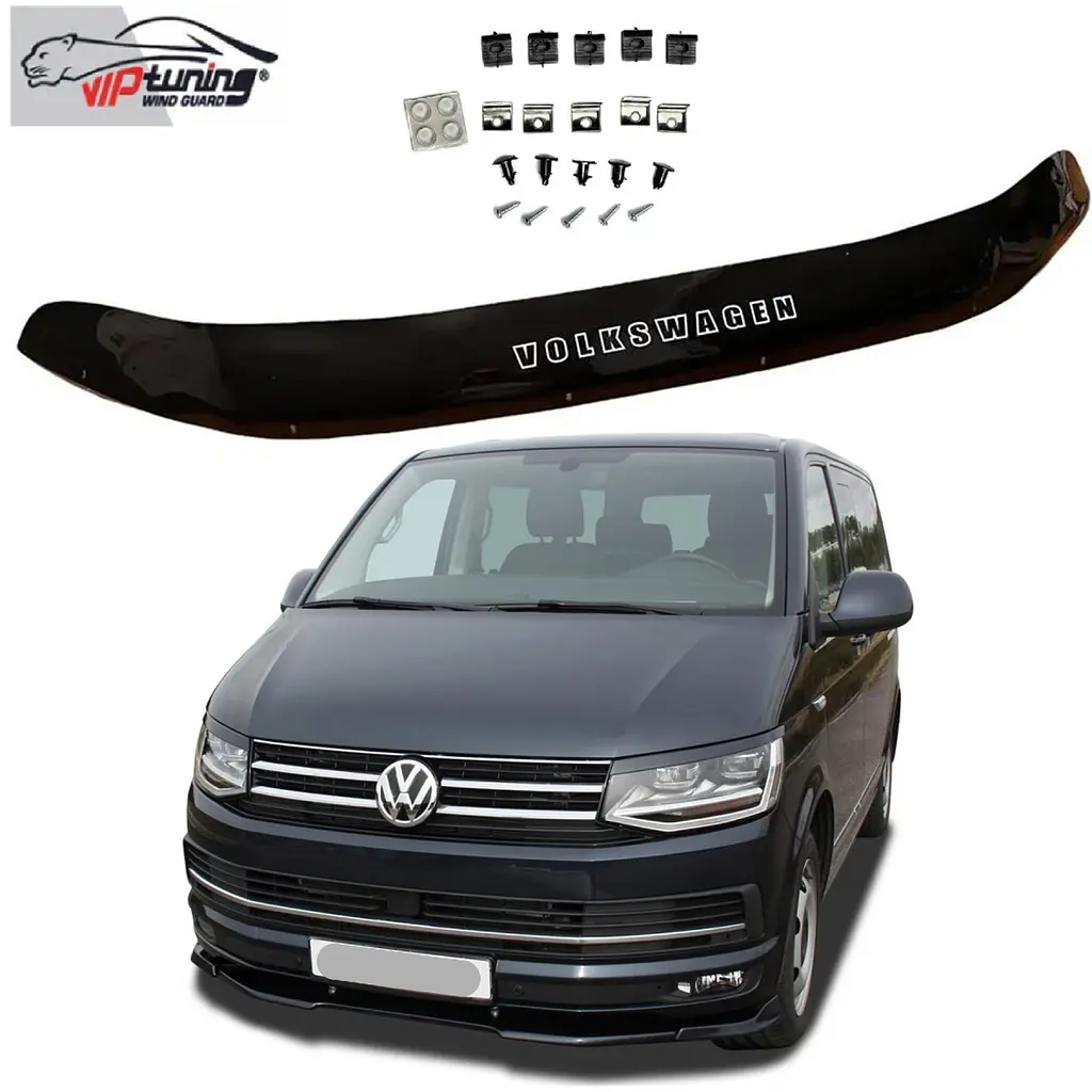 Дефлектор капоту мухобійка Volkswagen T6 2016- Євро Кріплення (Vip Tuning)