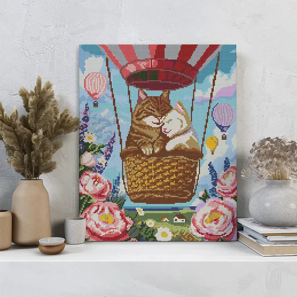 Алмазна мозаїка «Коти на повітряній кулі» - фото 9