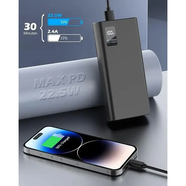 Портативний зарядний пристрій потужний 24000 мАг вихід та вхід USB C - фото 3