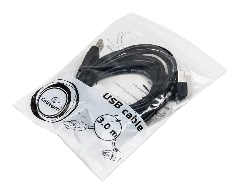 Кабель USB 2.0 (AM/BM) 3m Cablexpert кутовий - фото 2